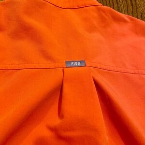 SOLD. FIGS Technical Collection Mandarin Collar Scrub Top • Orange • Size S
